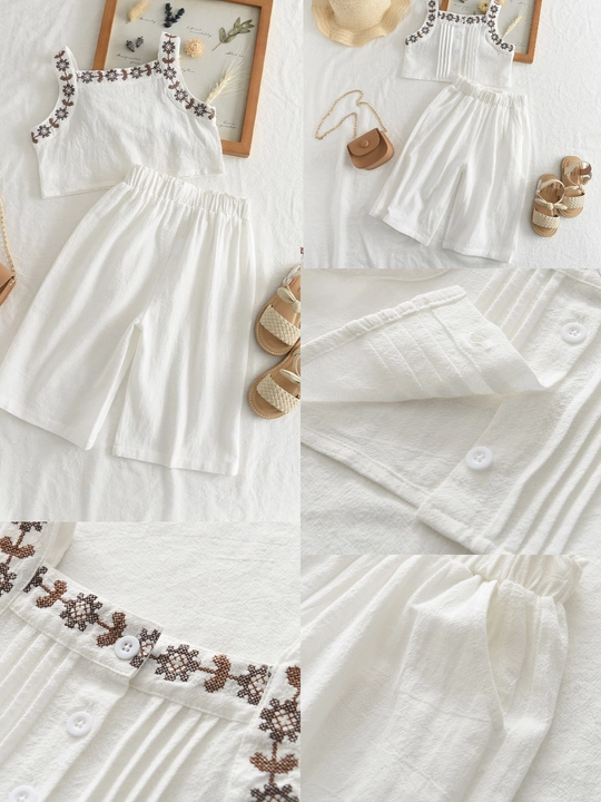 Летний костюм для девочек (топ + кюлоты), 100% хлопок, 100–140