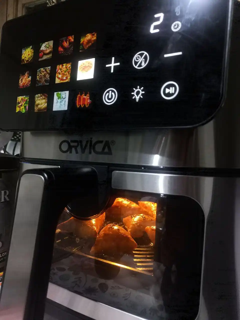 Orvica elektr aerogril, 12 tasi 1 da, yog‘siz pishirish uchun frityurnitsa, 12.8, 7.5 litr