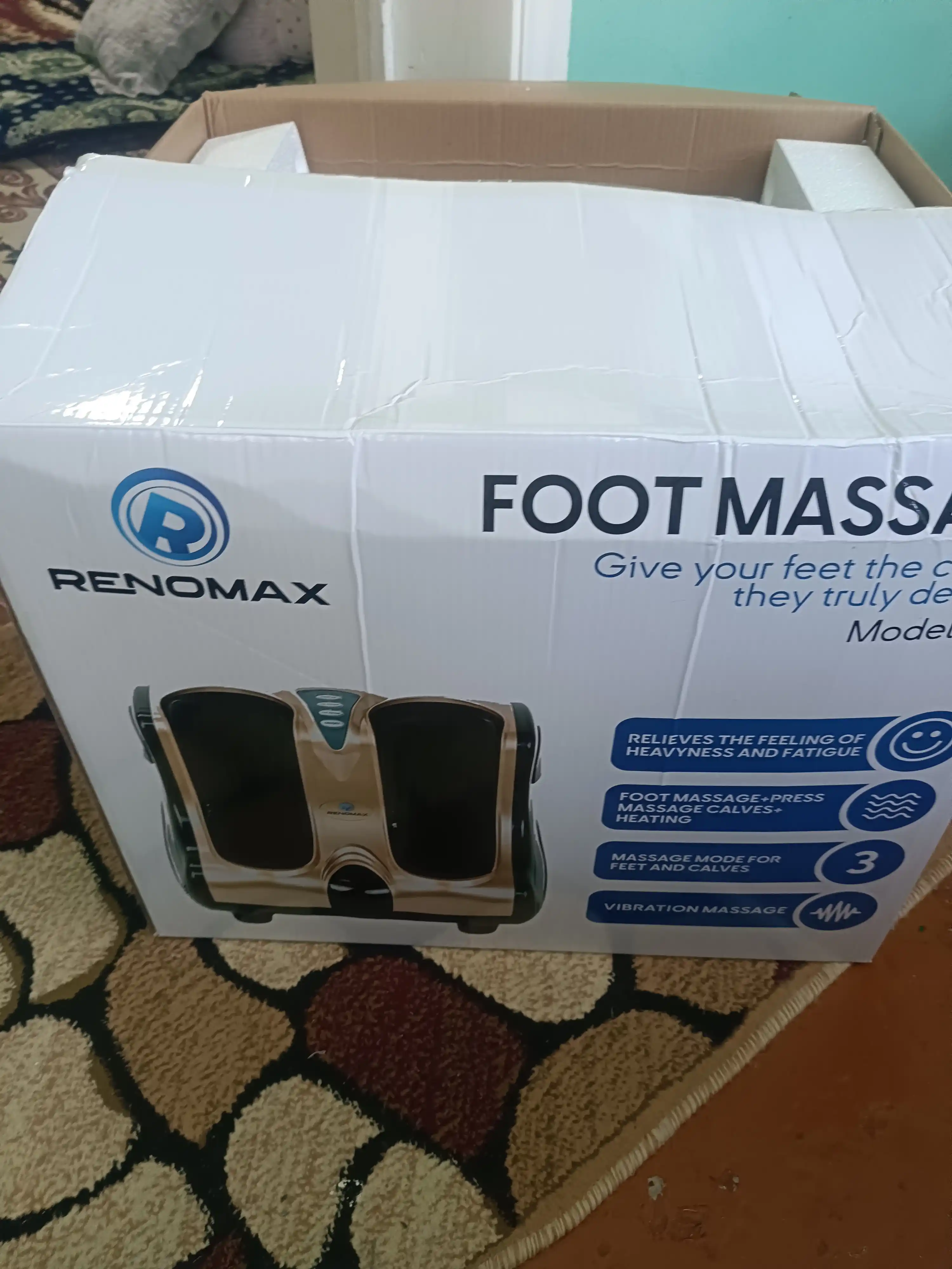 Maccажер для ног "Renomax" , электрический роликовый массажер с подогревом, ступней
