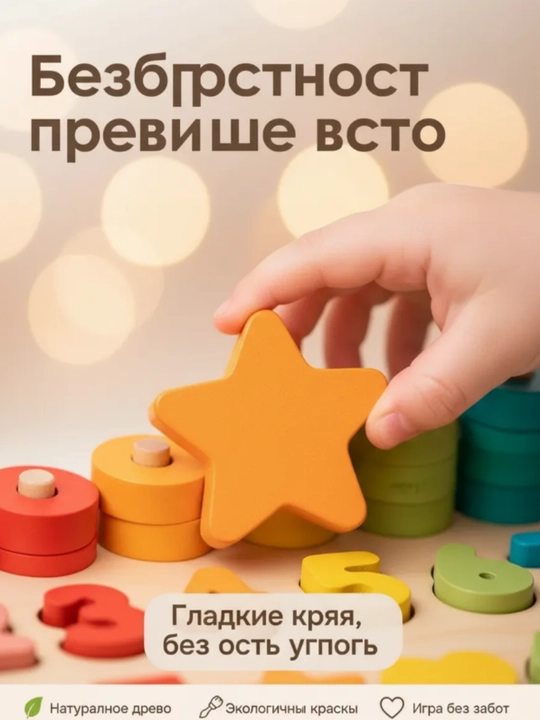 Деревянный сортер, Развивающая детская игрушка системы Монтессори, магнитная рыбалка