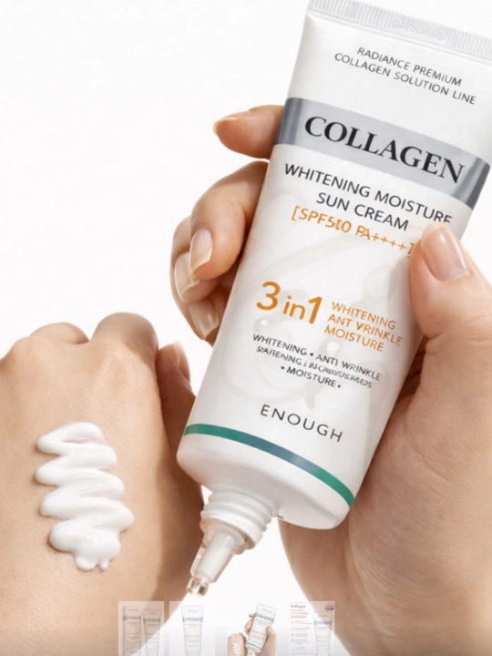 Солнцезащитный крем Enough 3in1 Whitening Sun Cream SPF50/PA+, с коллагеном, 50 мл - 