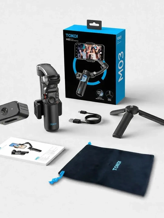 M03 3-Axis Telefon stabilizatori AI kuzatuv va mikrofon bilan