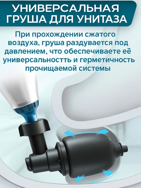 Пневматический вантуз для прочистки труб засоров унитаза и раковины, набор