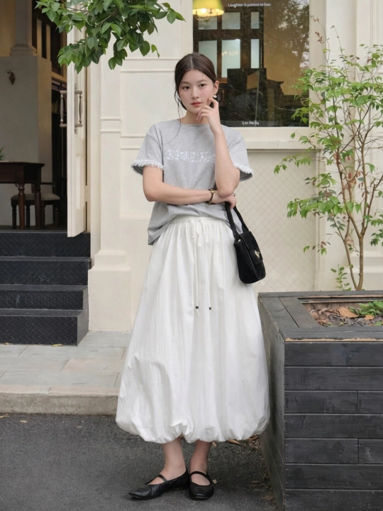 Kulrang futbolka, Lace futbolka, Print futbolka, Casual top, Korean top, estetik futbolka