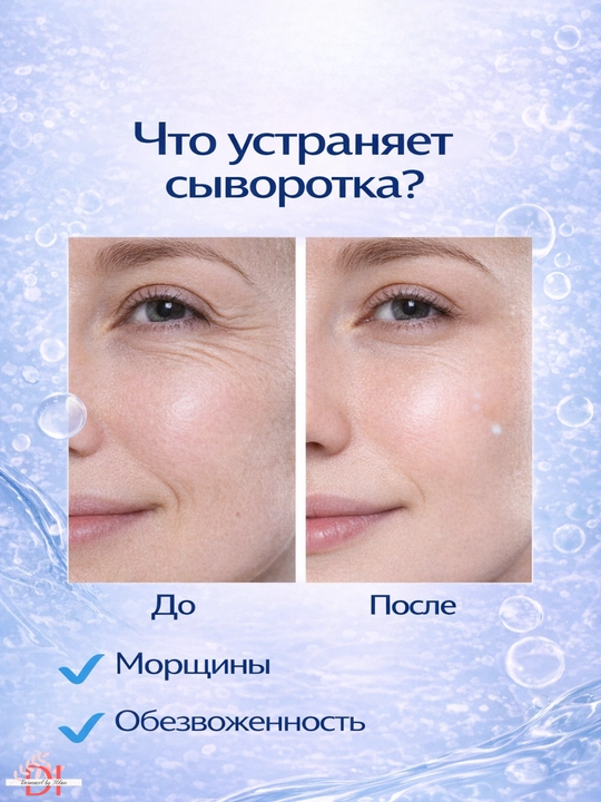 Yuz uchun namlovchi serum, gialuron kislotali va vitamin B5 bilan, ajinlarga qarshi, 30 ml
