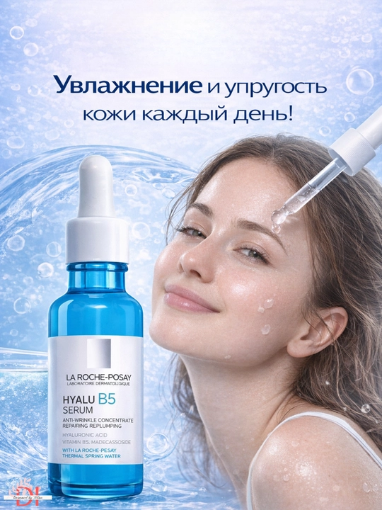 Yuz uchun namlovchi serum, gialuron kislotali va vitamin B5 bilan, ajinlarga qarshi, 30 ml