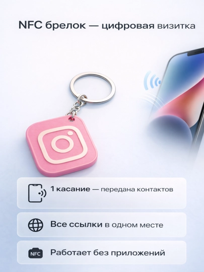 NFC брелок, цифровая визитка, передача контактов, Instagram, Telegram без приложений — LAYERLA-NFC-БИРЮЗ