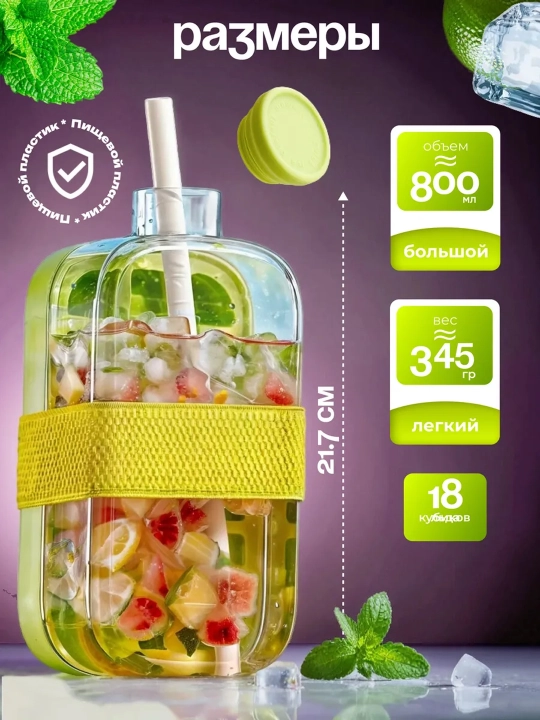 4v1 muz va limonad uchun forma, trubkali silikon butilka ichimliklarni sovutish uchun
