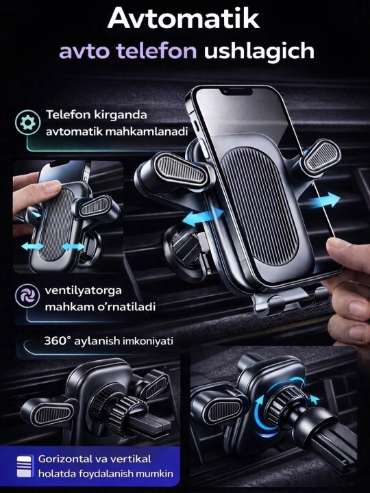 Avtomobil telefoni uchun avtomatik ushlagich, avtomobil tagligi