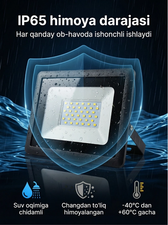 LED projektor 30W IP65 - tashqi yoritish uchun namlikdan himoyalangan projektor