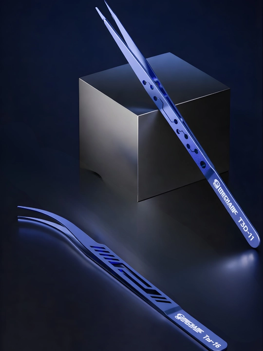 Titan pinsetlar to‘plami, to‘g‘ri va egilgan uchli, 3D boshli, professional seriya