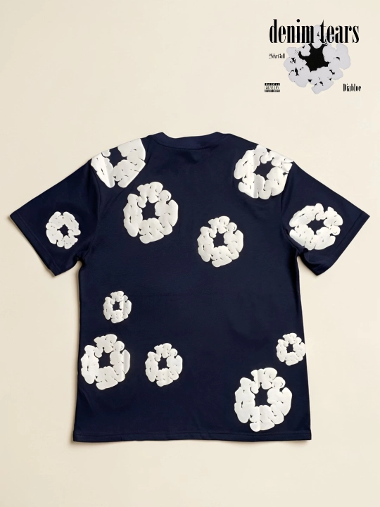 Y2K uslubidagi bosma bilan bezatilgan Denim tears futbolkasi, denim tirs, unisex, sovg‘a