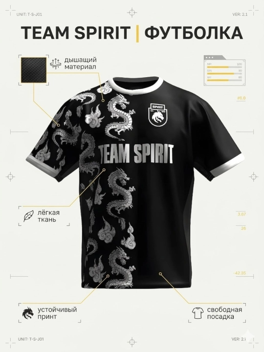 Футболка CS2 киберспортивной команды Team Spirit подарок Y 2 K counter strike 2 cs go 1.6 - 