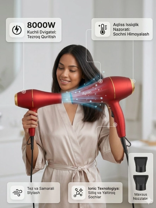 Fen professional ,nasatkalar bilan, sochni quritish va turmaklash uchun - 