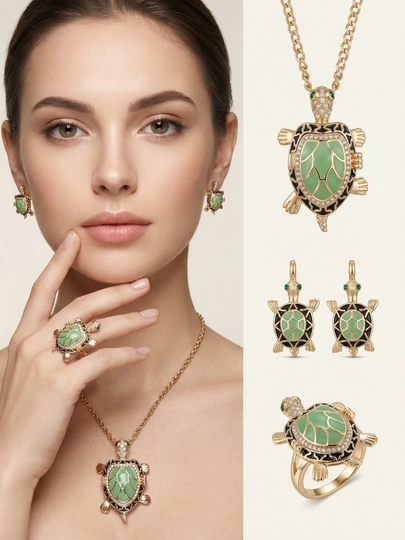 Комплект украшений, серьги, кольцо, цепочка, Messika Bvlgari, Vancleef — NOZE01-NABOR2026-БАГРОВ-nab17