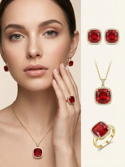 Комплект украшений, серьги, кольцо, цепочка, Messika Bvlgari, Vancleef — NOZE01-NABOR2026-МЕНТОЛ-nab20