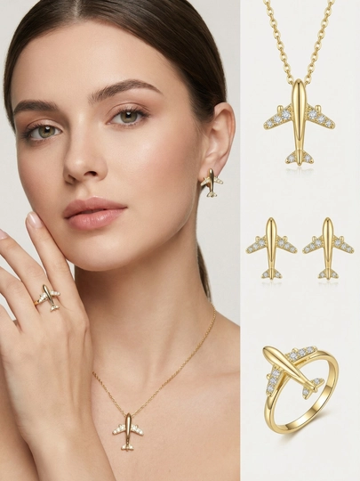 Комплект украшений, серьги, кольцо, цепочка, Messika Bvlgari, Vancleef — NOZE01-NABOR2026-ГОЛУБ-nab19
