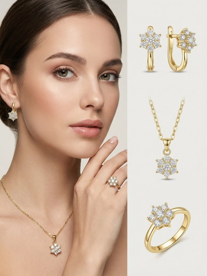 Комплект украшений, серьги, кольцо,  цепочка, Messika Bvlgari, Vancleef — NOZE01-NABOR2026-ИНДИГО-nab18