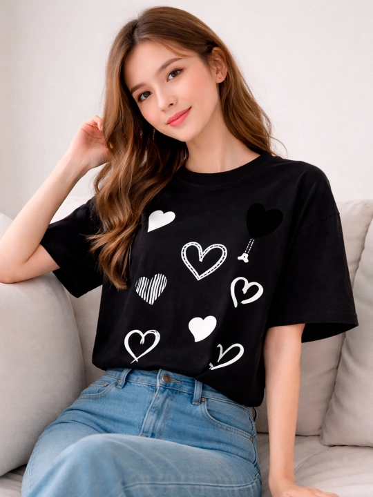 Футболка оверсайз для женщин и девочек Flower Stripe Tee