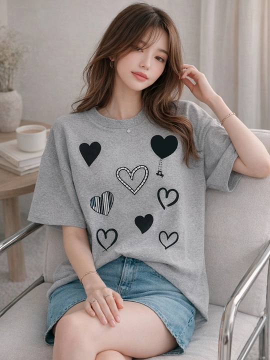 Ayollar va qizlar uchun oversayz Futbolkasi Flower Stripe Tee