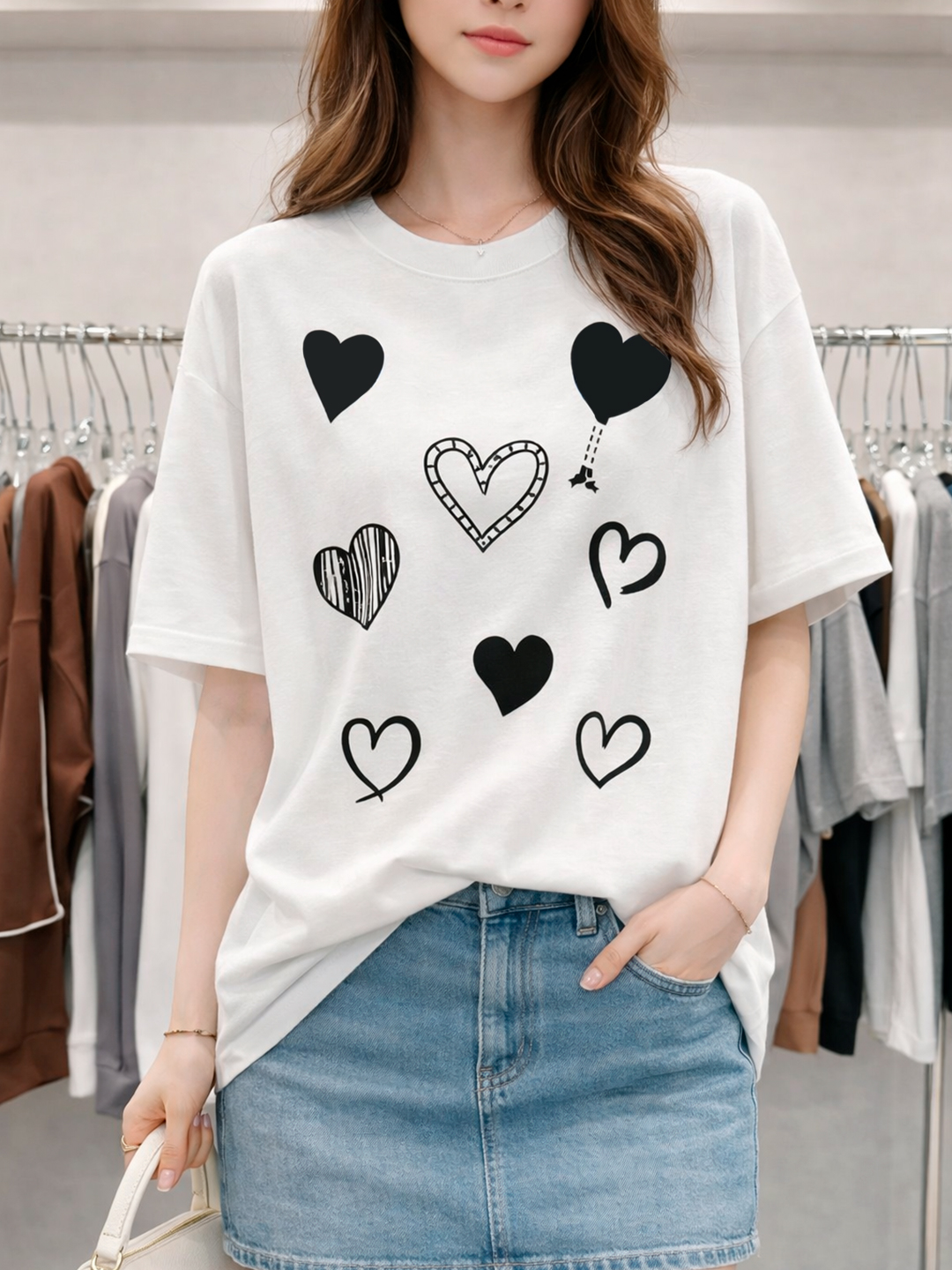 Футболка оверсайз для женщин и девочек Flower Stripe Tee