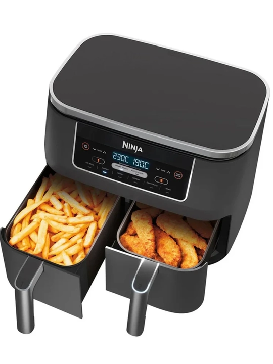Ninja AF300 Ikki Zonali aerogrill , 7.6 L, yog'siz, 2 savat