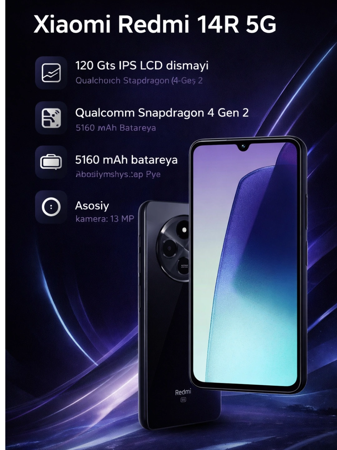 Смартфон Xiaomi Redmi 14R 5G, бонусные Bluetooth наушники TWS M10, Перфектум есть за 1899000 сум со скидкой 58%. Uzum Market