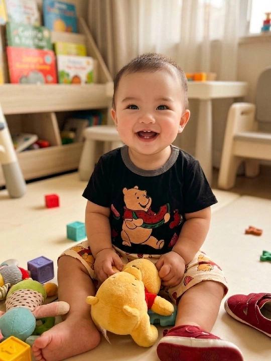 Детский летний комплект Winnie pooh — футболка + шорты, хлопок, для дома, детского сада - 