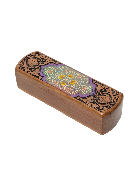 Yong'oq daraxtidan qo'lda ishlangan Islimi Craft medium sirli ochish mehanizmli qutichasi