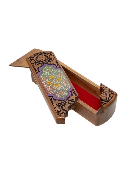 Yong'oq daraxtidan qo'lda ishlangan Islimi Craft medium sirli ochish mehanizmli qutichasi