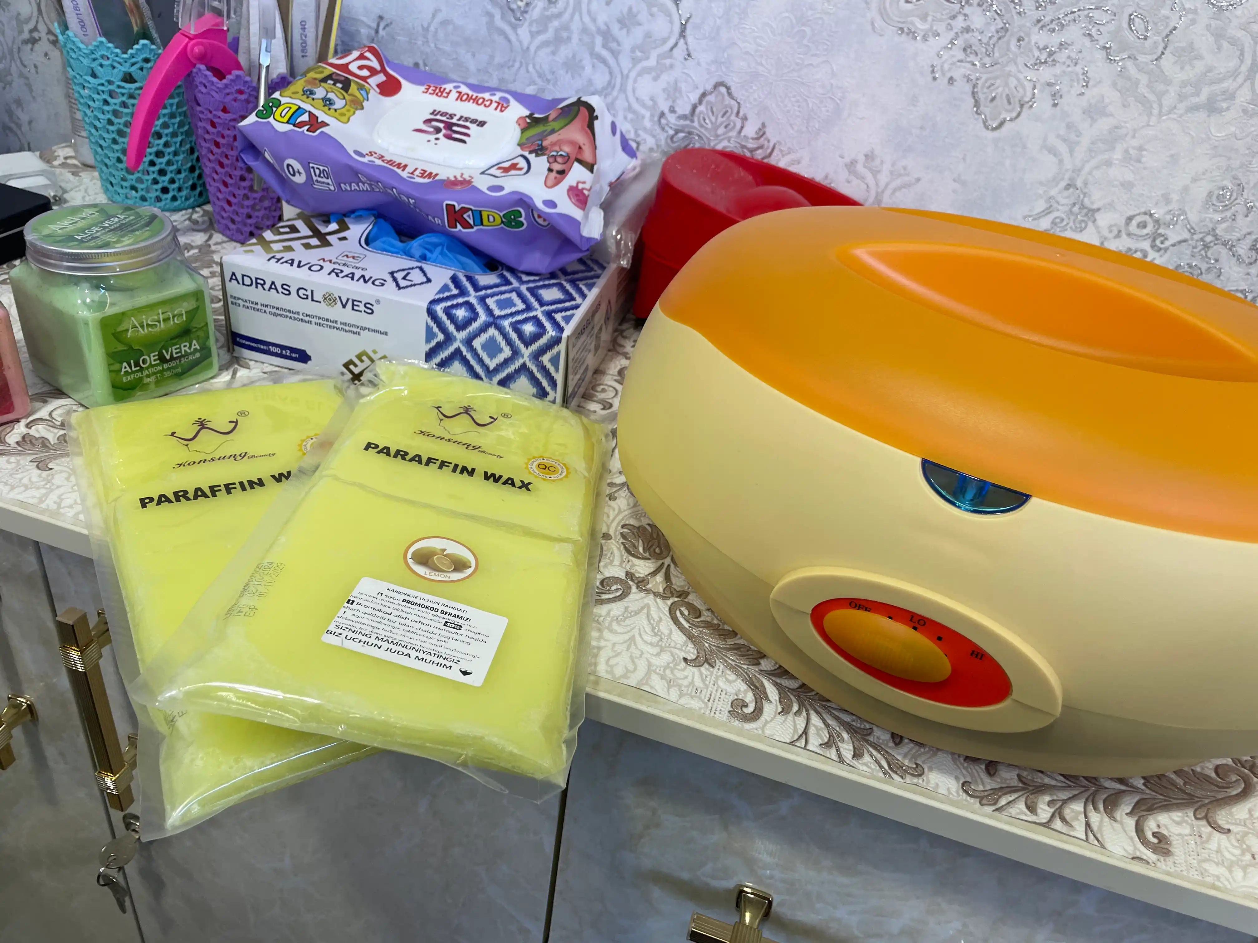 Kosmetik parafin, lavanda, jasmin, shaftoli, apelsin ekstraktlari bilan, 450 g