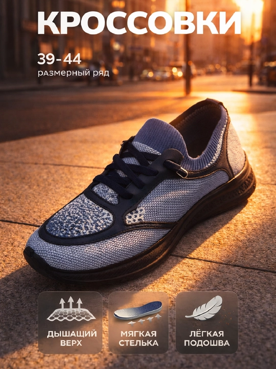 Erkaklar krossovkasi, sport oyoq kiyimi, kundalik krasovka, yengil sneaker, 39–44 - 