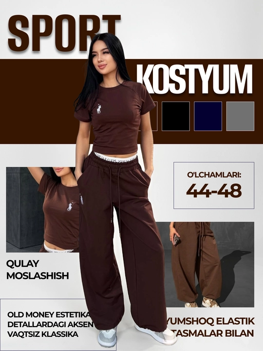 Ayollar uchun yozgi ikki qismli komplekt futbolka va shim, slim top va erkin shimlar