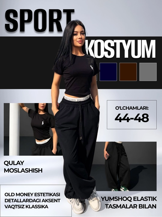 Ayollar uchun yozgi ikki qismli komplekt futbolka va shim, slim top va erkin shimlar