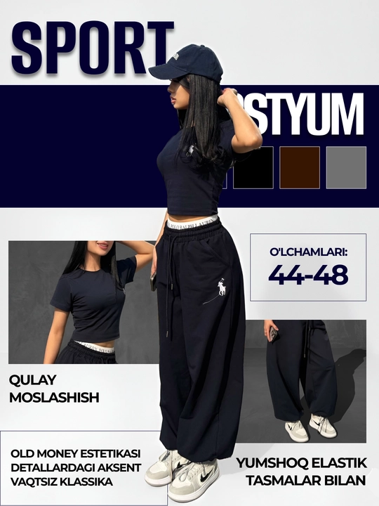Ayollar uchun yozgi ikki qismli komplekt futbolka va shim, slim top va erkin shimlar