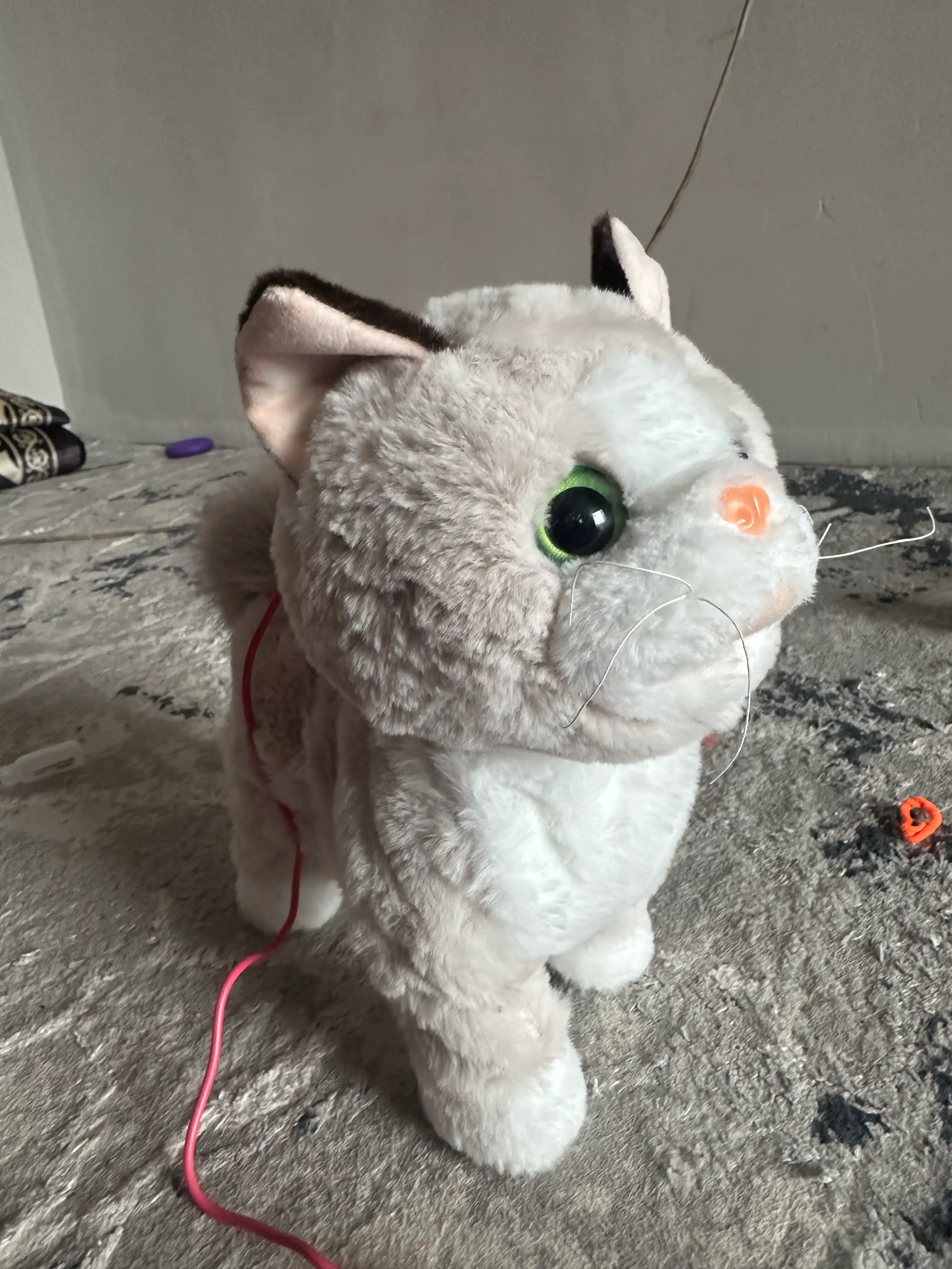 Интерактивная мягкая игрушка кошка, звуковой кот с поводком, мяукающий кот