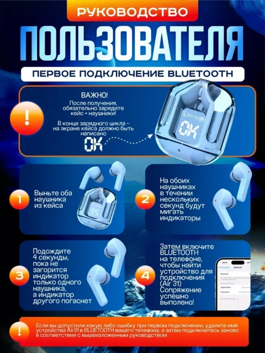 Simsiz quloqchilar Air 31, displeyli, mikrofonli va shovqinni kamaytiradi