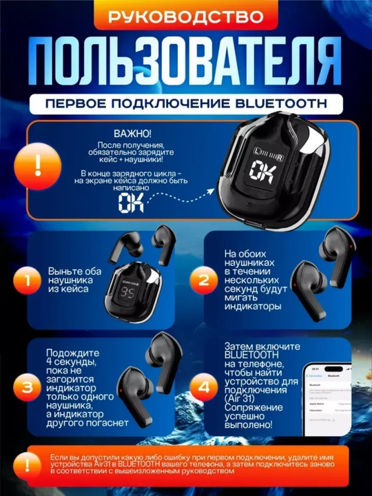 Simsiz quloqchilar Air 31, displeyli, mikrofonli va shovqinni kamaytiradi