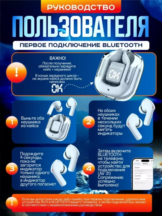 Simsiz quloqchilar Air 31, displeyli, mikrofonli va shovqinni kamaytiradi