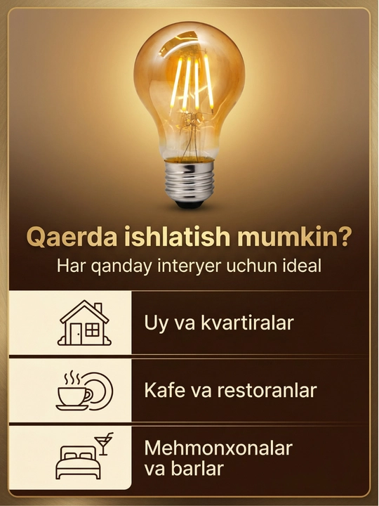 LED лампа Эдисона A60 4W E27 2700K – декоративная ретро лампочка