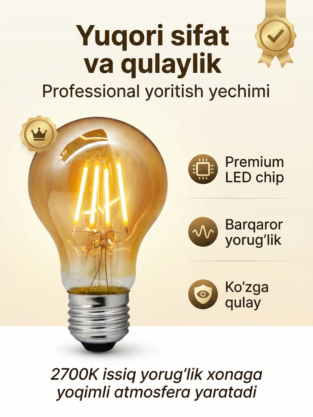 LED Antiq Edison lampochka A60 4W E27 2700K – dekorativ retro LED lampa ...