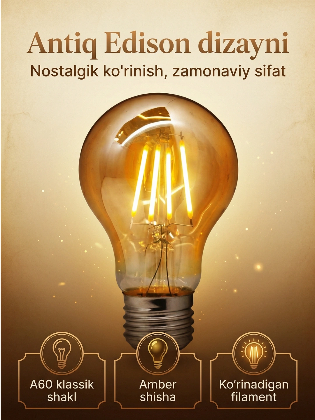 LED Antiq Edison lampochka A60 4W E27 2700K – dekorativ retro LED lampa ...