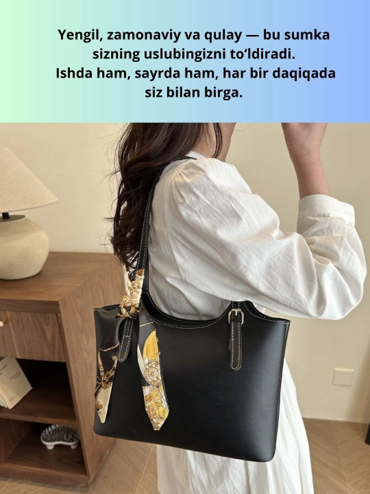 Ayollar yelkama sumkasi, eko charm, katta sig‘imli