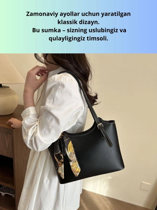 Ayollar yelkama sumkasi, eko charm, katta sig‘imli