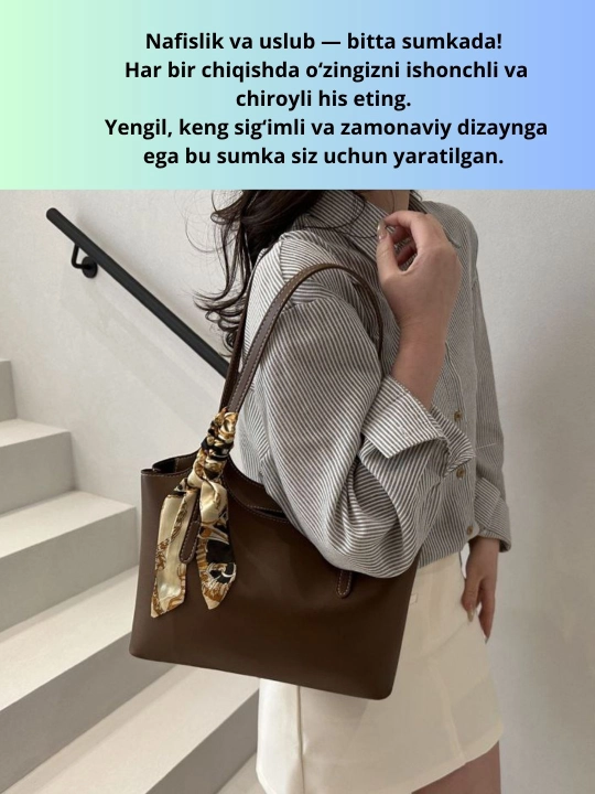 Ayollar yelkama sumkasi, eko charm, katta sig‘imli