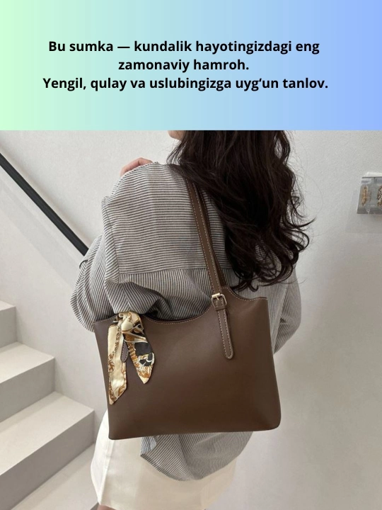 Ayollar yelkama sumkasi, eko charm, katta sig‘imli