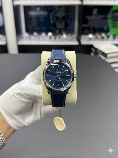 Мужские наручные часы OMEGA в классическом стиле, в подарочной упаковке, кварцевый механизм — IWATCHE-120W440-СИНИЙ