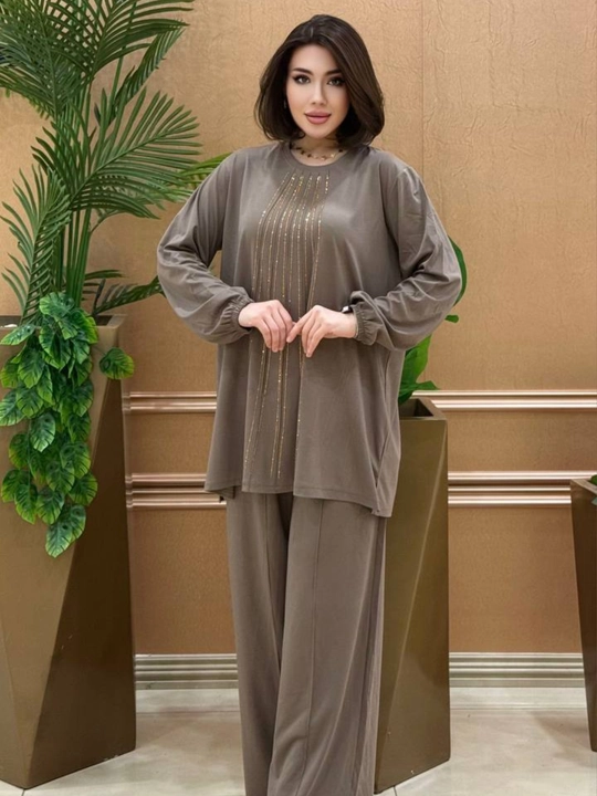 Двойка женская, oversize туника с брюками, свободный крой, на размеры 46-54 подходит