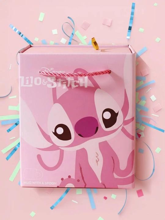 Stich va Lilo keramika krujkalari qoshiqchasi bilan (500 ml), sovg'a qutisida