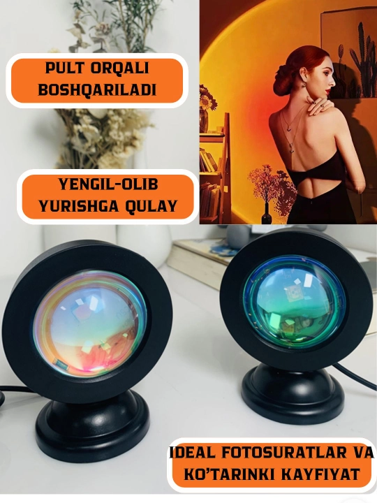 Stol va polga o‘rnatiladigan zakat chirog‘i,tik tok,16 ta rang RGB,sivitilnik orqa fon